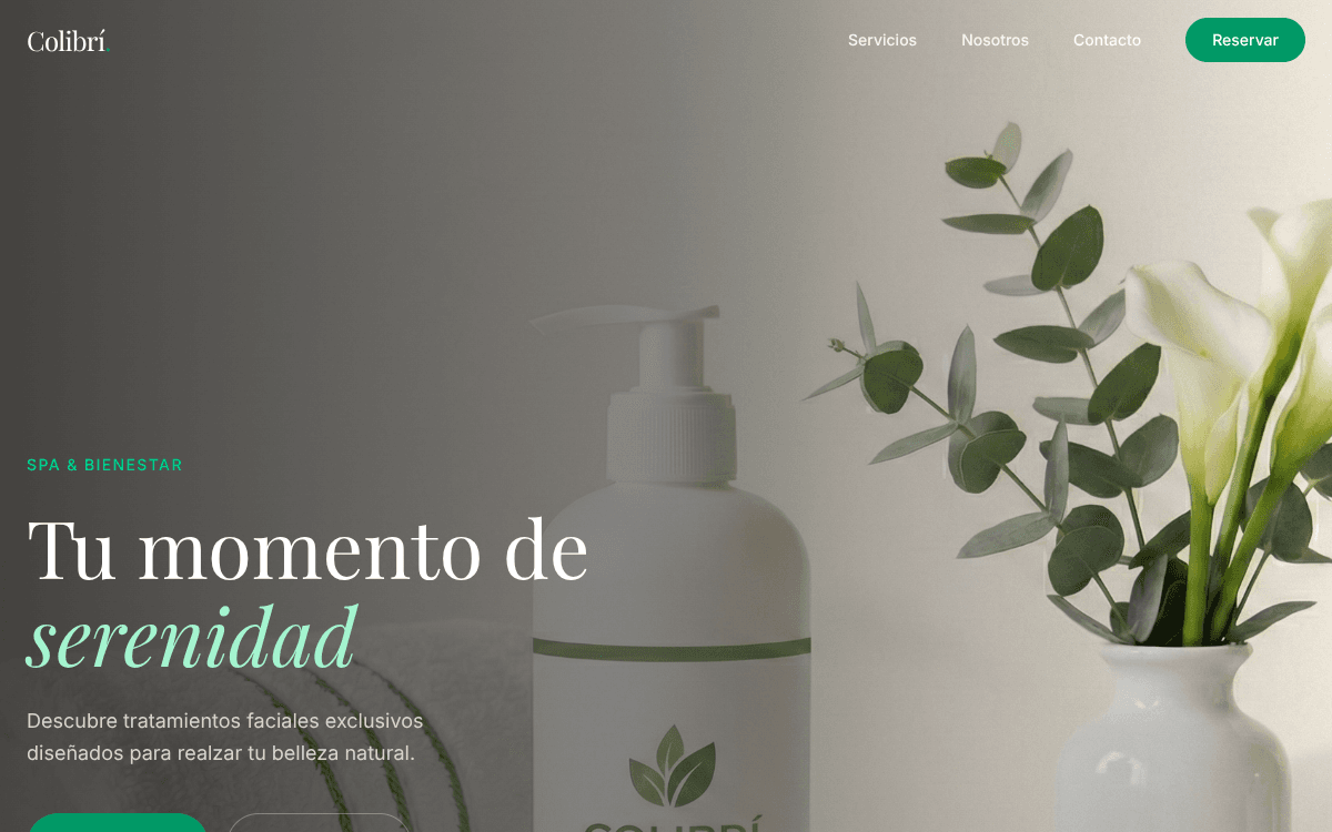 Captura del proyecto Colibrí Spa